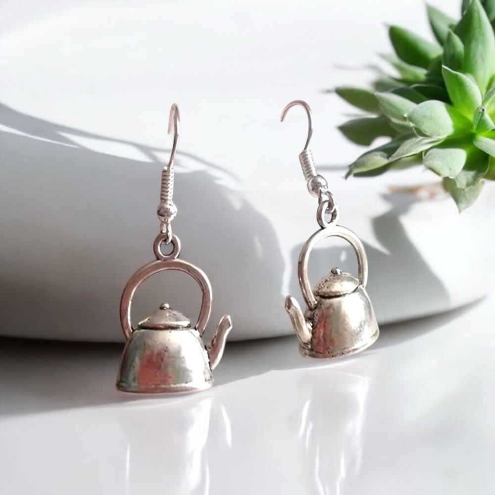 Silver Teapot Earrings